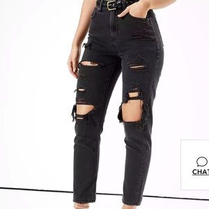 AE Distressed Mom Jeans